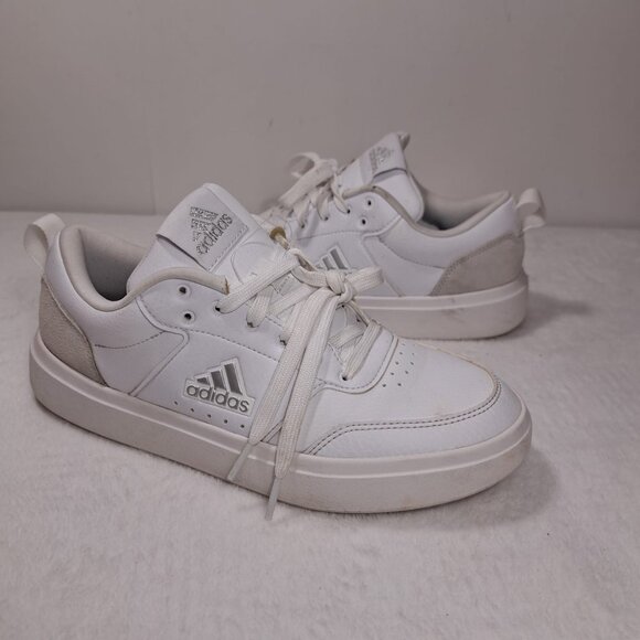 WOMENS ADIDAS PARK STREET CLOUD WHITE SILVER METALLIC‎ COURT SNEAKERS SHOES 8.5 - Picture 1 of 11